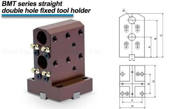 BMT series straight double hole fixed tool holder