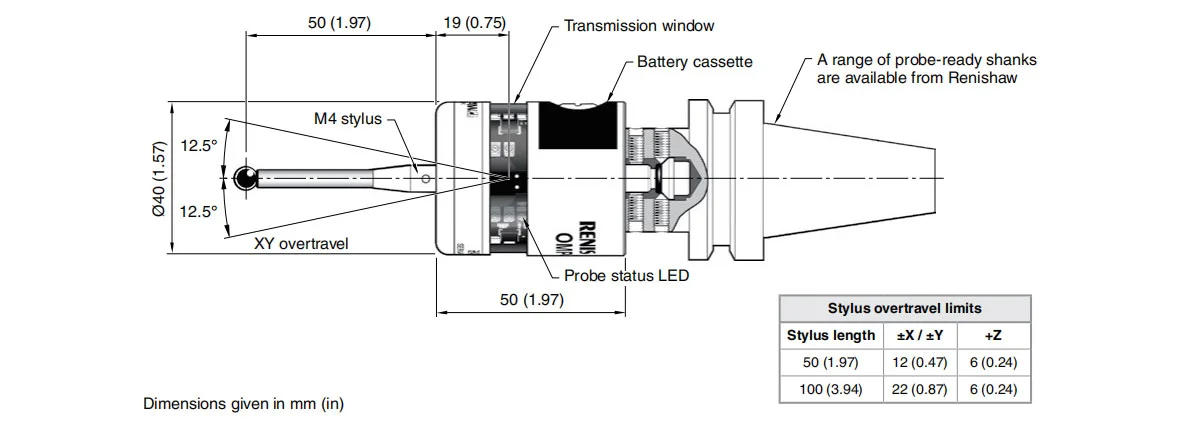 OMP40-2 renishaw probes dimensions