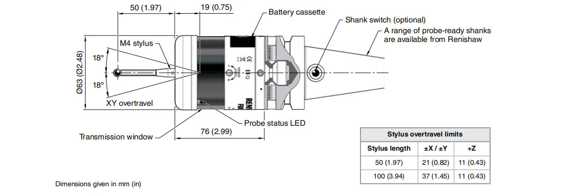 renishaw touch probe RMP60 dimension