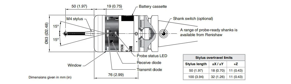 renishaw probe dimension