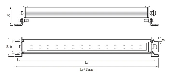 CNC machine LED bracket lamp dimension CNC machine LED bracket lamp dimension