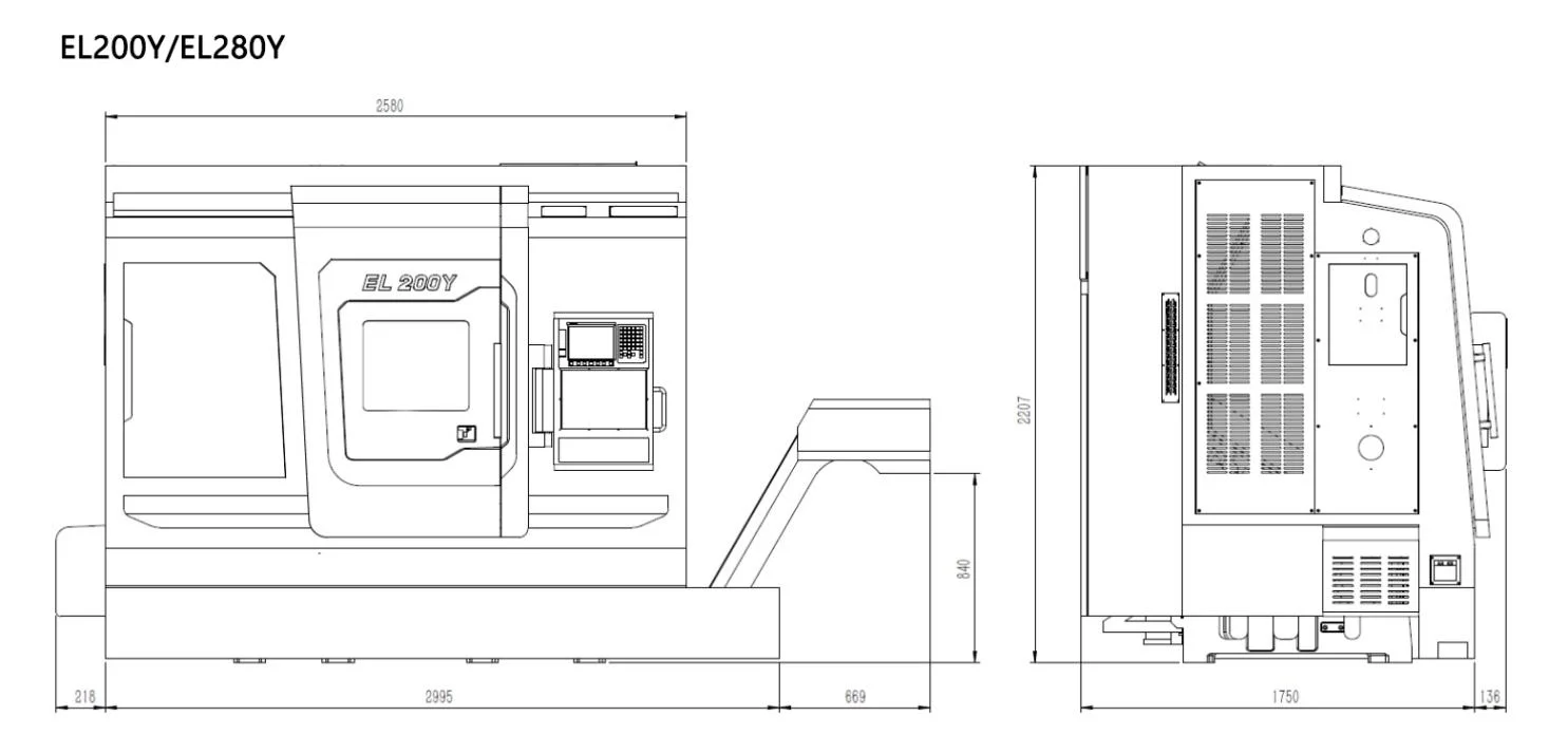 EL200Y/EL280Y slant bed cnc lathe machine
