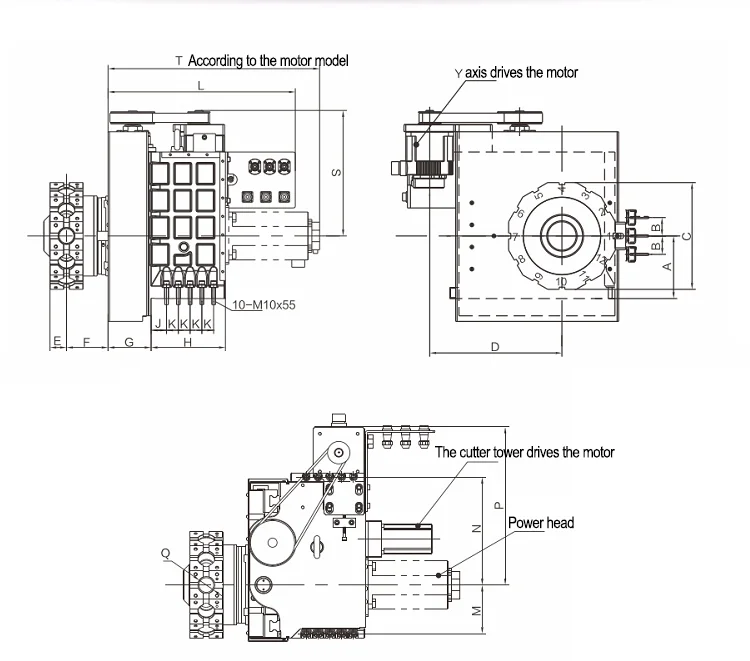 Y-axis-power turret dimensions Y-axis-power turret dimensions