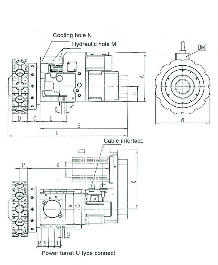 power turret U type connect dimensions