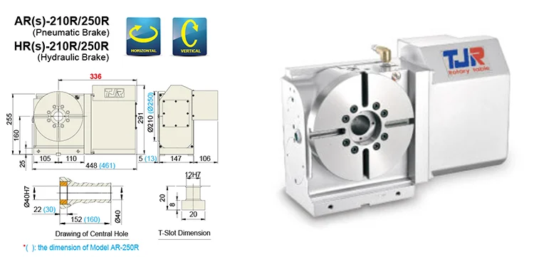 AR(s)-210R/250R CNC rotary table dimension