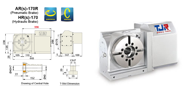 AR(s)-170R CNC rotary table dimension